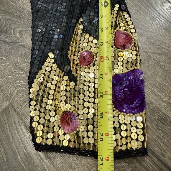 Vintage Joseph Le Bon Jacket Womens Small Black Silk Sequin Beaded Party 80s - Picture 9 of 9